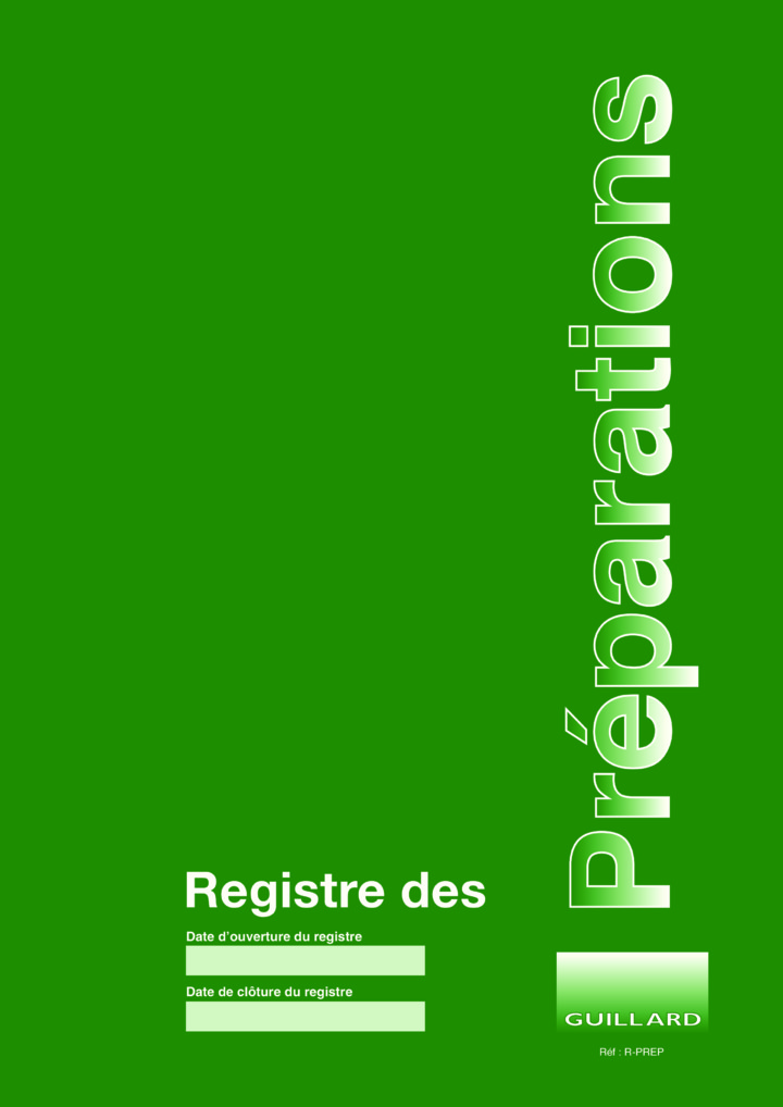 PHARMACIE Registre des PREPARATIONS  -  Edition GUILLARD - R.PREP 