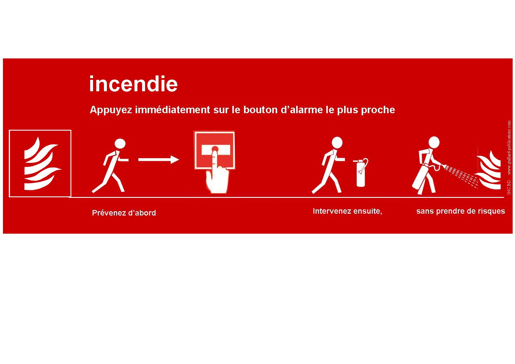 ERP et ERT - Panneau consignes INCENDIE en bandes dessines  - INC.BD