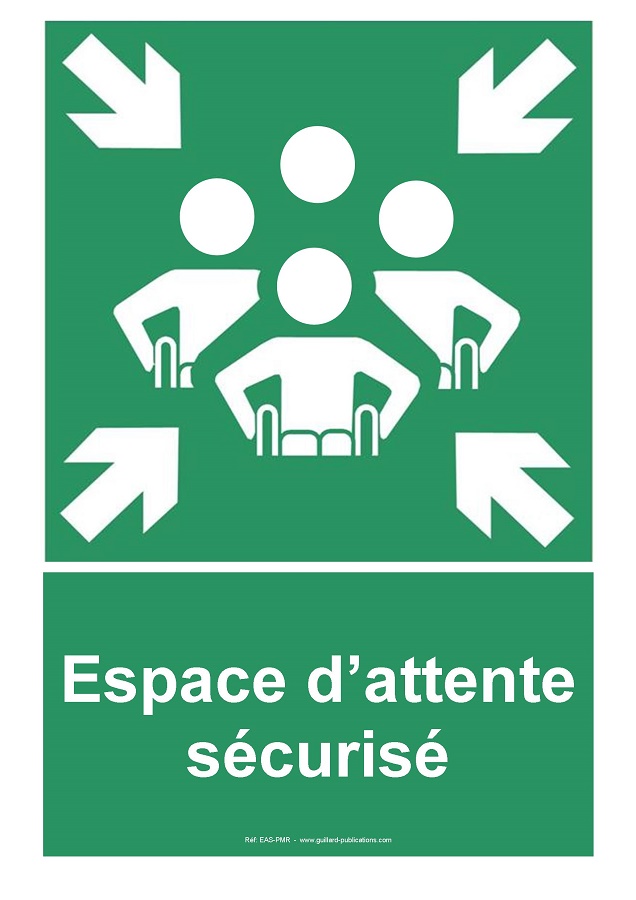 Signal ESPACE D'ATTENTE SECURISE pour personnes à mobilité réduite (grand modèle)