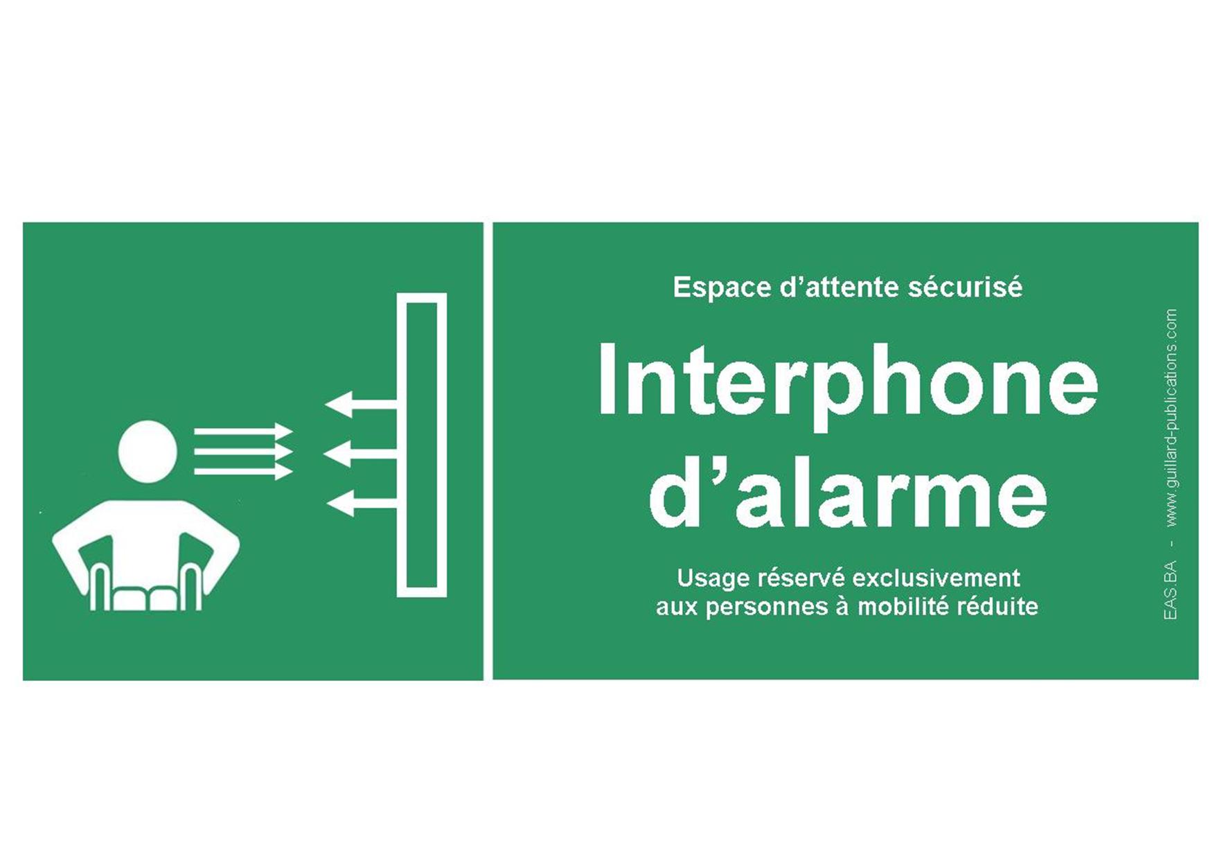 Signal INTERPHONE D'ALARME pour Espace d'attente sécurisé  pour handicapés. EAS-IA