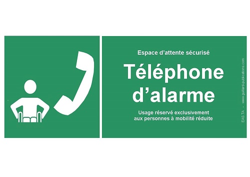 Signal TELEPHONE D'ALARME HANDICAPES pour Espace d'attente sécurisé pour PMR. EAS-TA