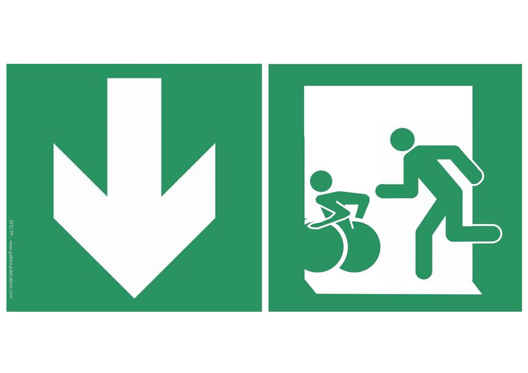 Sortie d'évacuation directe ou différée (handicapés), droit devant ( tout public)  SF-DESS. TP
