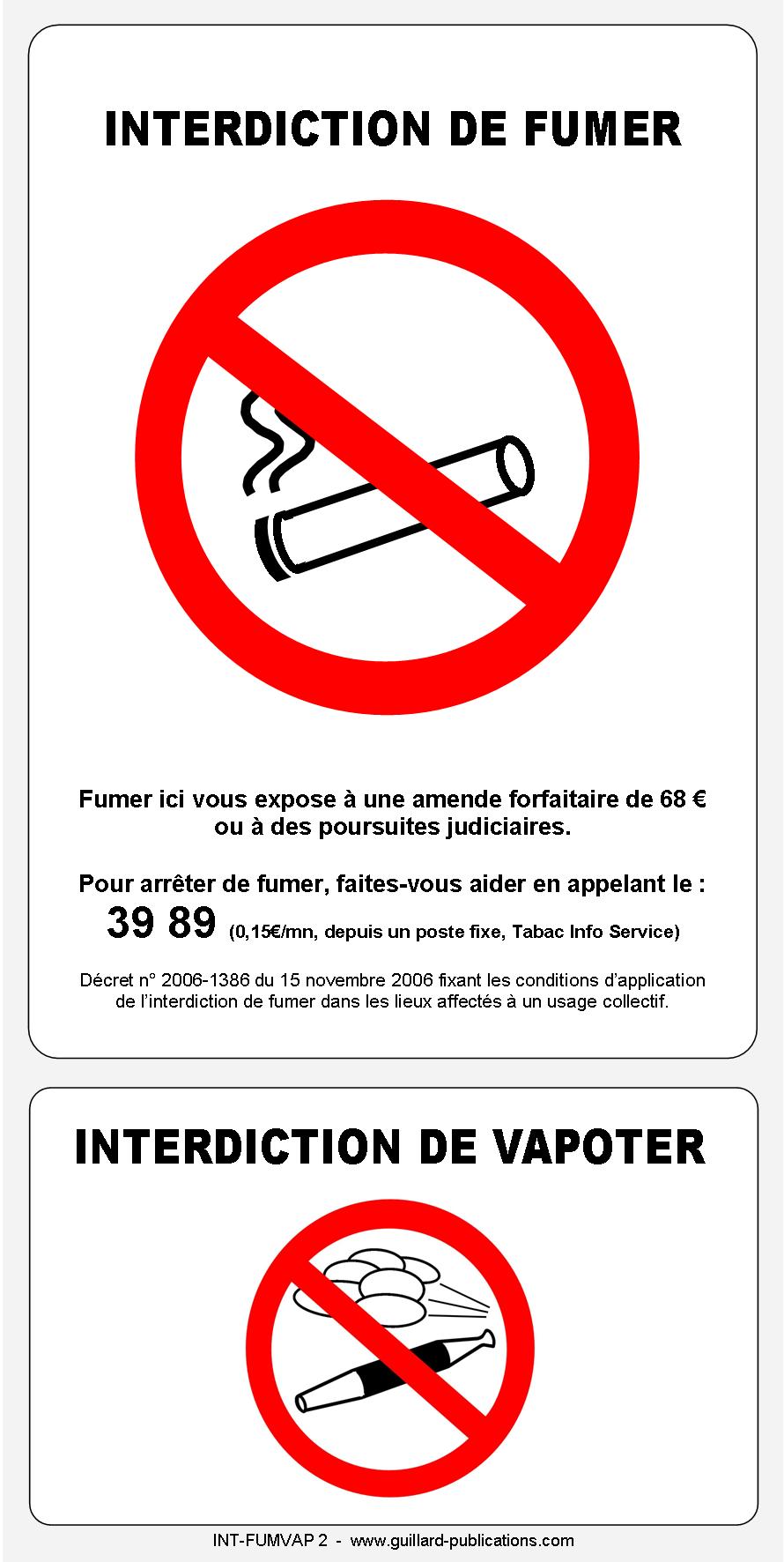 Signal d'interdiction de FUMER ET DE VAPOTER   INT.FUMVAP