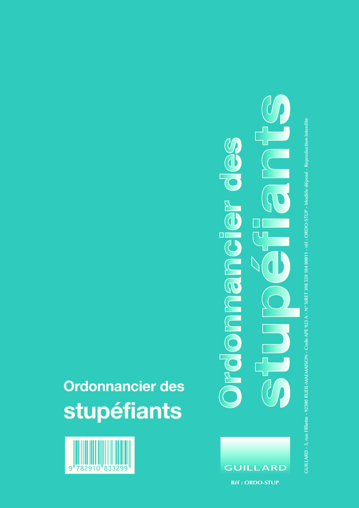 PHARMACIE Ordonnancier des STUPEFIANTS - Edition GUILLARD - ORDO-STUP - 