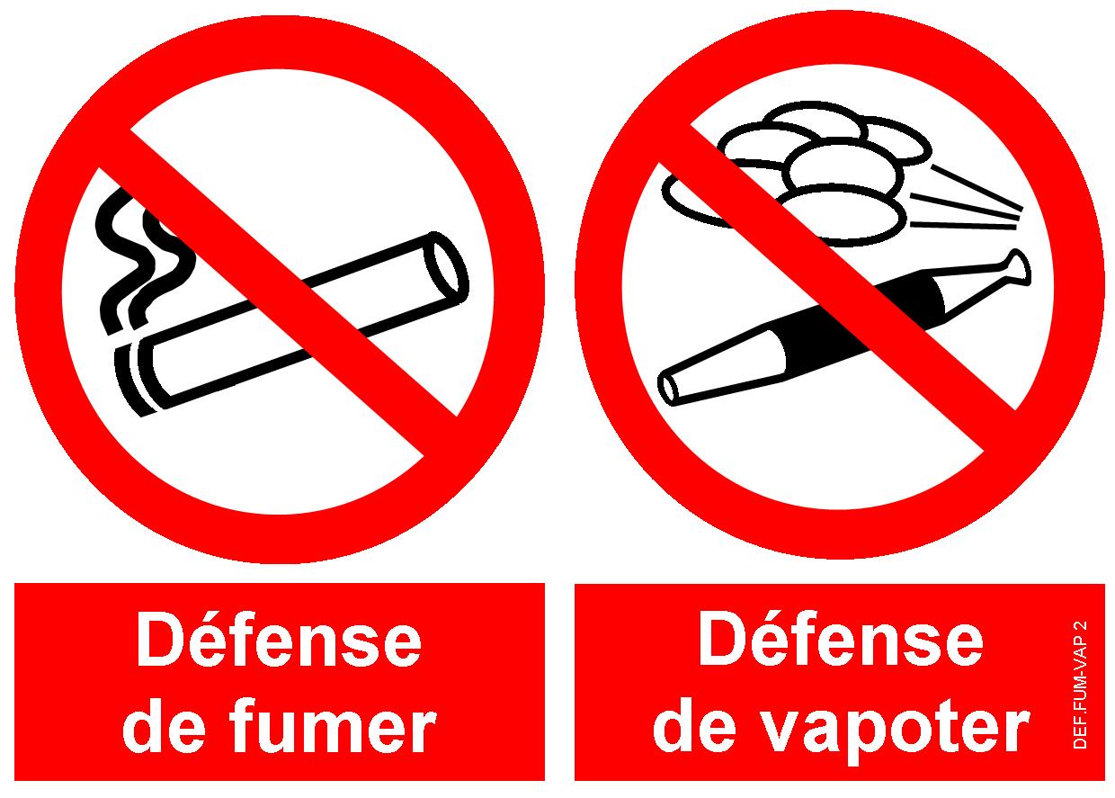 Signal d'interdiction DEFENSE DE FUMER DEFENSE DE VAPOTER