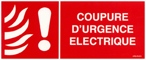  Panneau de signalisation COUPURE D'URGENCE ELECTRIQUE  - URG-ELEC