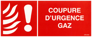  Panneau de signalisation COUPURE D'URGENCE GAZ   - URG-GAZ