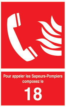  Panneau de signalisation TELEPHONE URGENCE SAPEURS POMPIERS  -  TEL-POMP